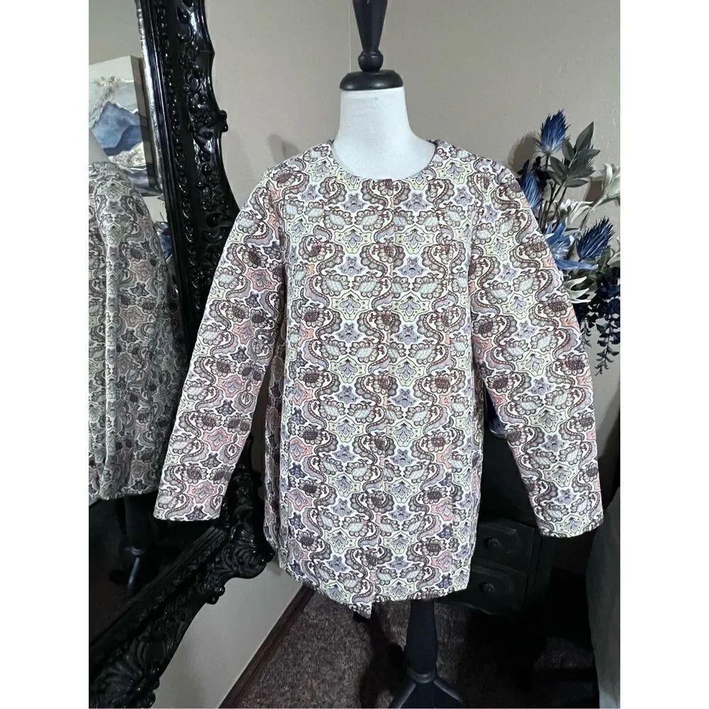 C. Wonder Jacquard Long Sleeve Tapestry Trench Coat Size 12